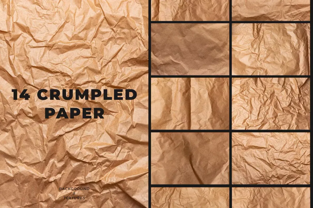 14 Crumpled Paper Background Texture Overlay
