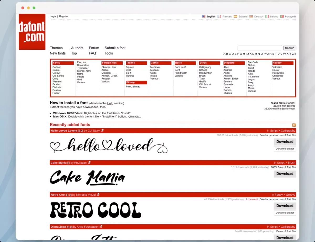 Dafont - one of best sites for free commercial use fonts