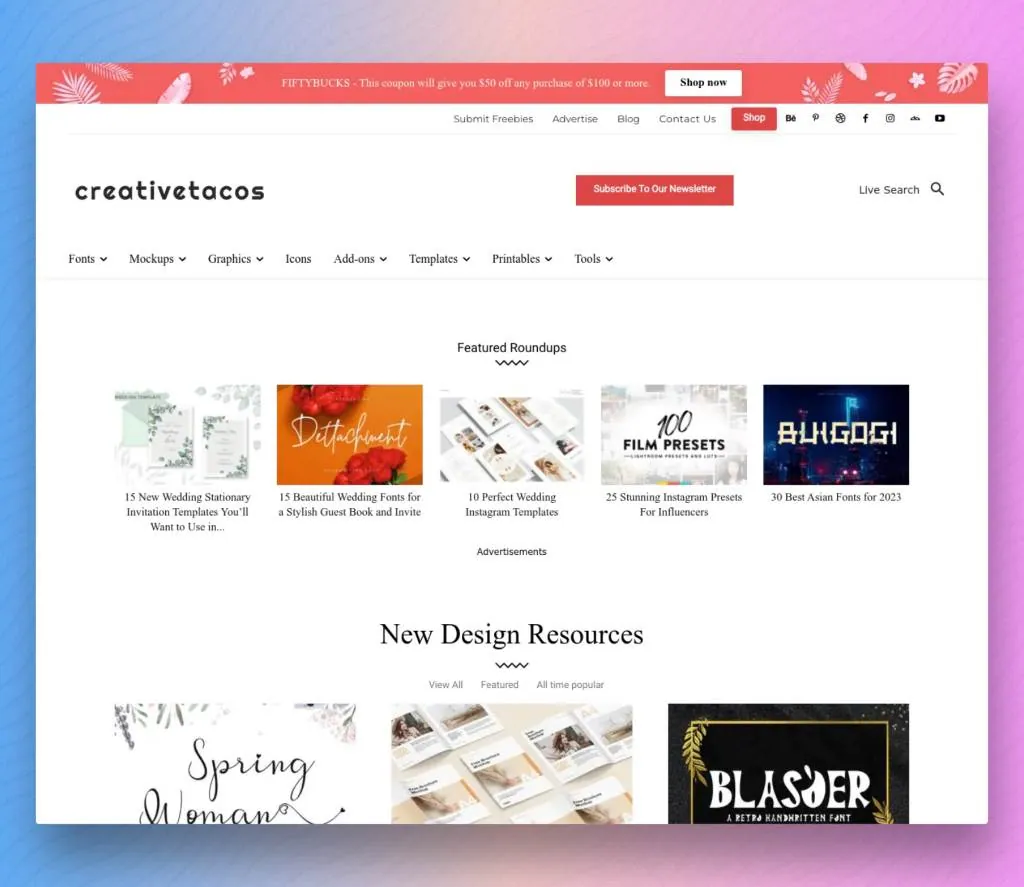CreativeUltra - A free design resources website.