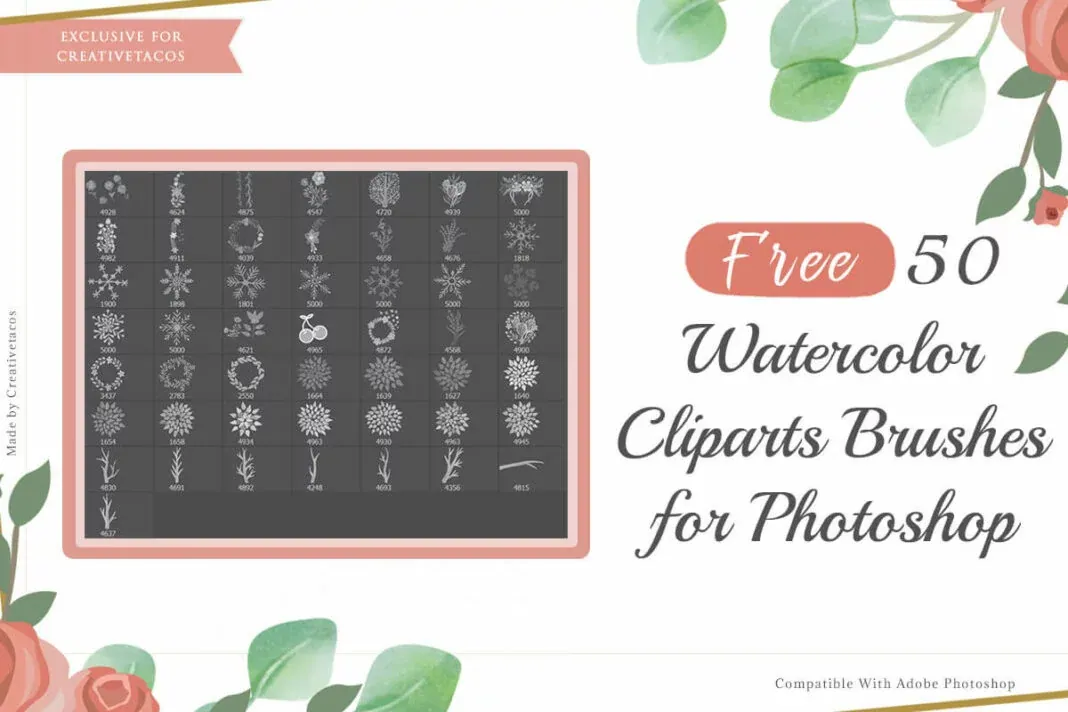 50 Free Watercolor Photoshop Brushes Set