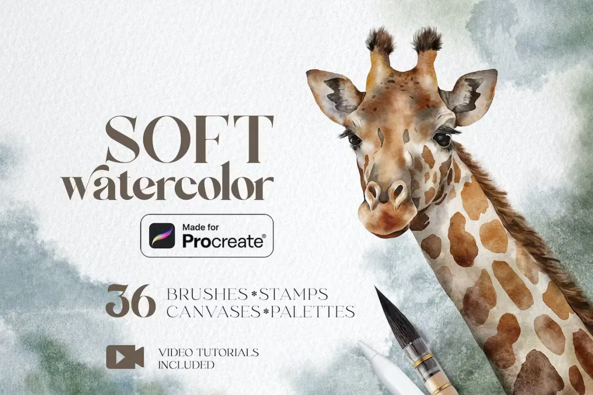 Soft watercolor Procreate brushes
