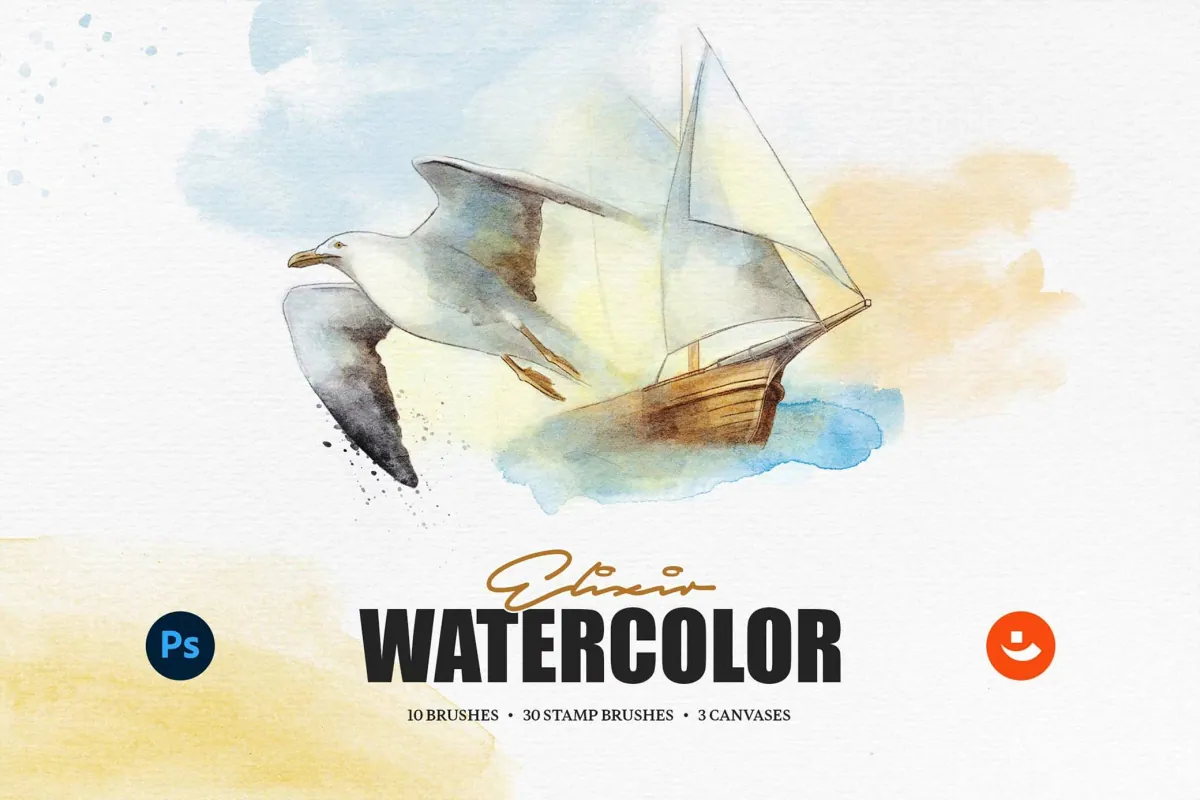 ELIXIR WATERCOLOR PHOTOSHOP BRUSHES