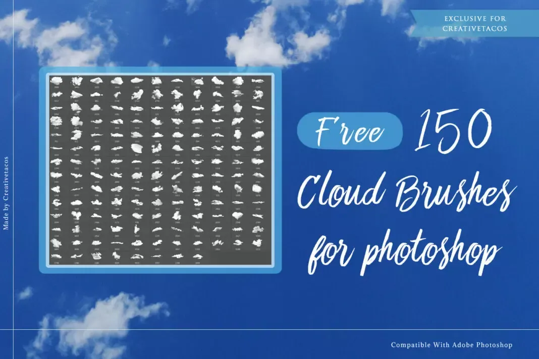 150 Free Cloud Photoshop Brushes Pack By CreativeUltra