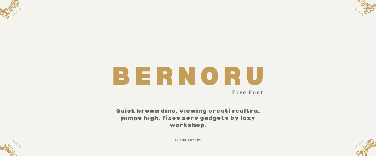 Illustration showing font "Bernoru Font" written on a background. It's one of Top Headings Fonts in Canva.