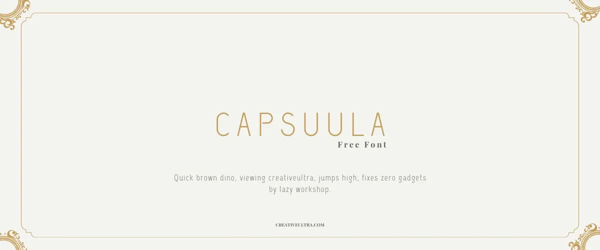 Illustration showing font "Capsuula Font" written on a background.