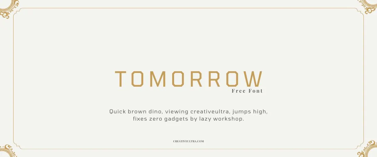 Illustration showing font "Tomorrow Font" written on a background.