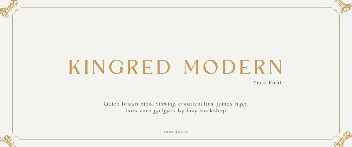 Illustration showing font "Kingred Modern Font" written on a background. It's one of Top Modern Fonts in Canva.