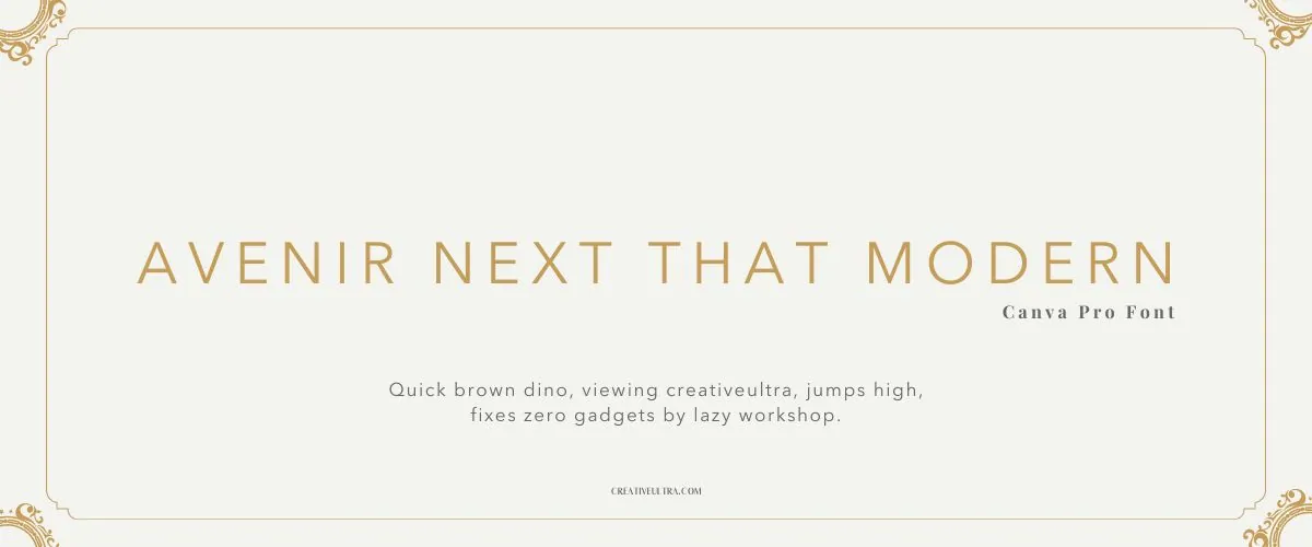 Illustration showing font "Avenir Next That Modern Font" written on a background. It's one of Top Modern Fonts in Canva.