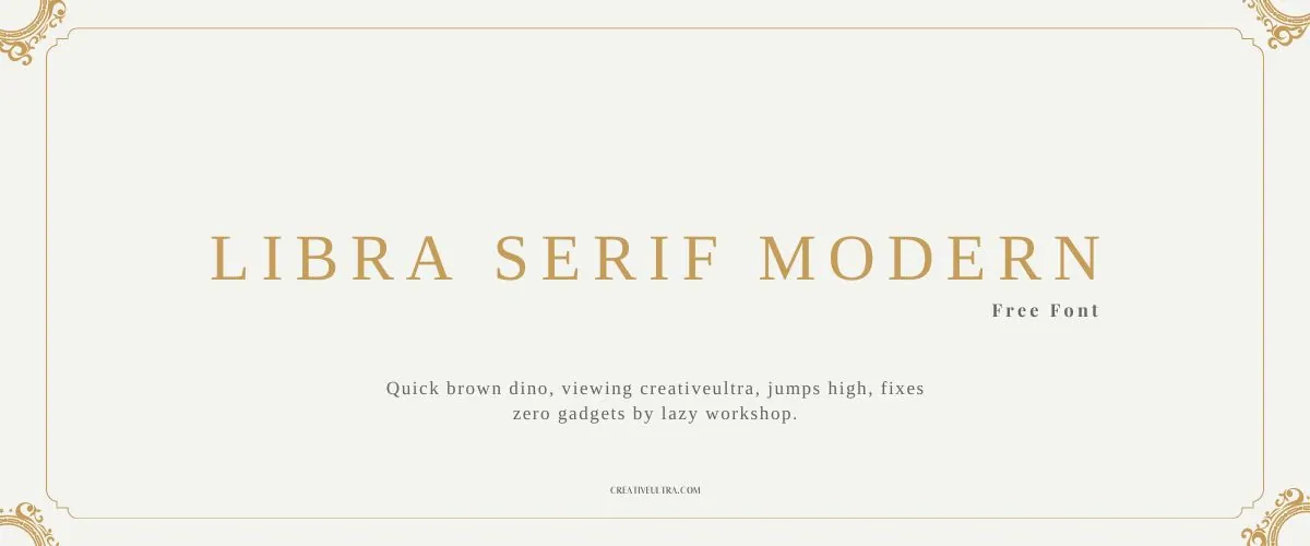 Illustration showing font "Libra Serif Modern Font" written on a background. It's one of Top Modern Fonts in Canva.