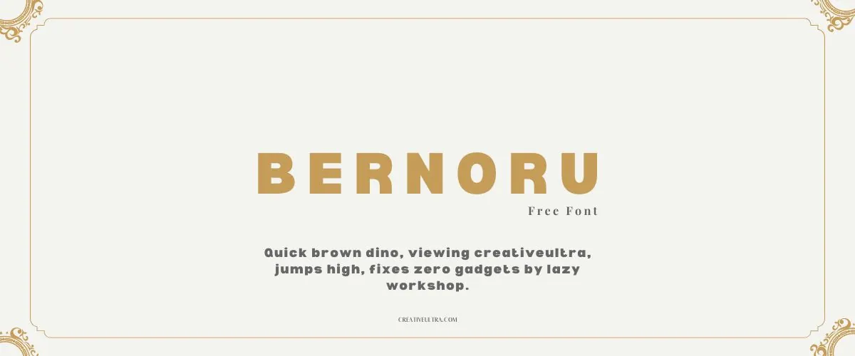 Illustration showing font "Bernoru Font" written on a background. It's one of Top Strong Fonts in Canva.