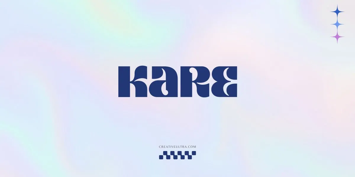 Illustration showing font "Kare Font" written on a background. It's one of Best Y2K Fonts in Canva.