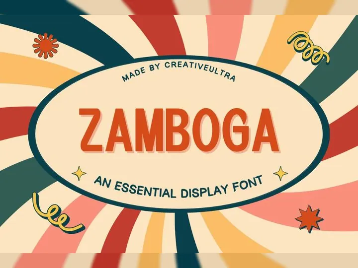 Featured image contains a zamboga font name with a swirly background