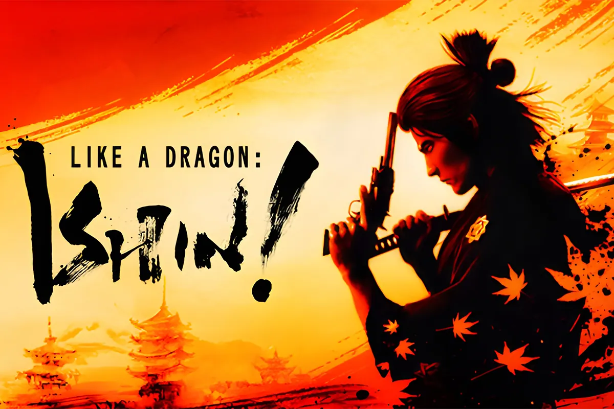 A Japanese video game character holding a gun and sword.