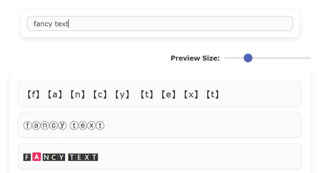 a screenshot of a Quick Font Generator & Text Generator