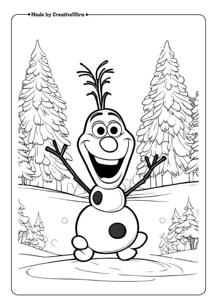 Olaf Dancing in snow coloring page