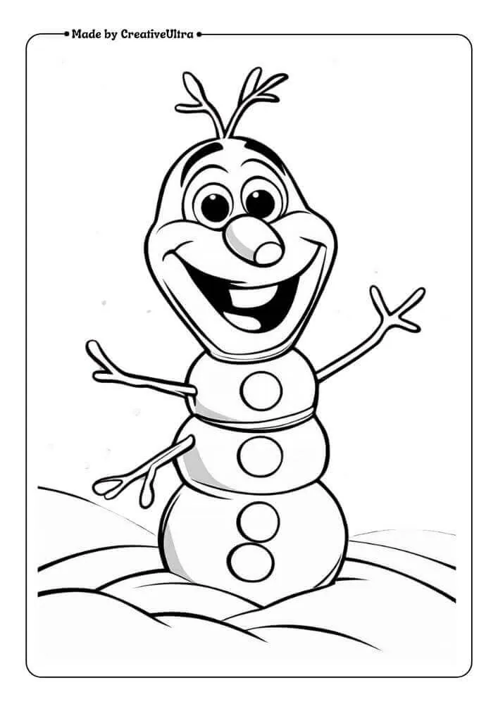 Olaf Frozen in a snow coloring page