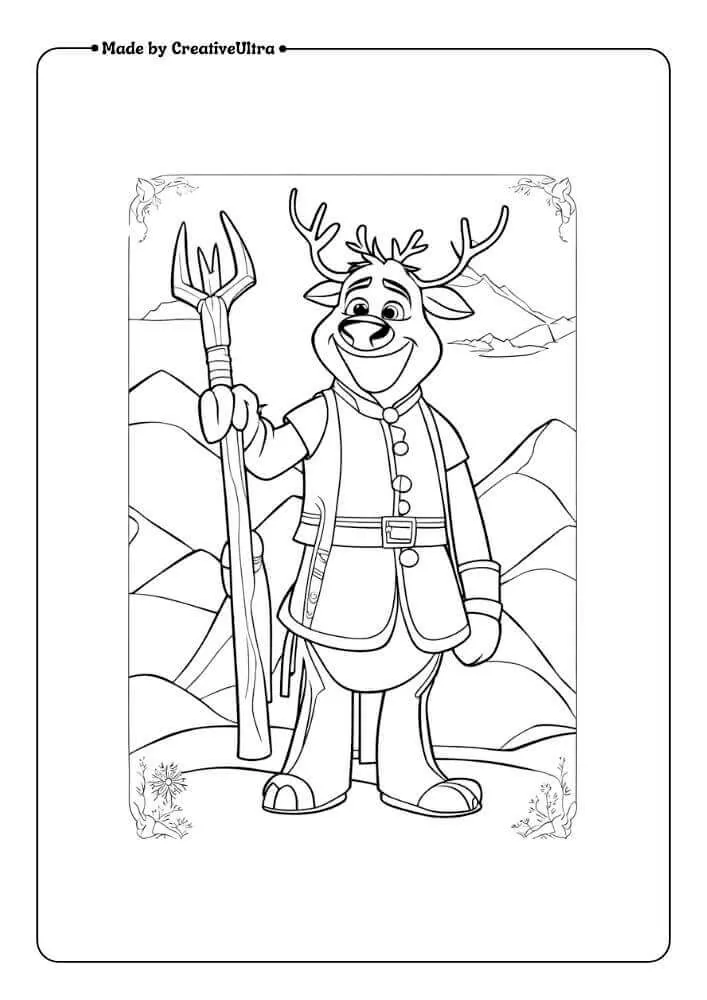 Sven from Frozen snow coloring page