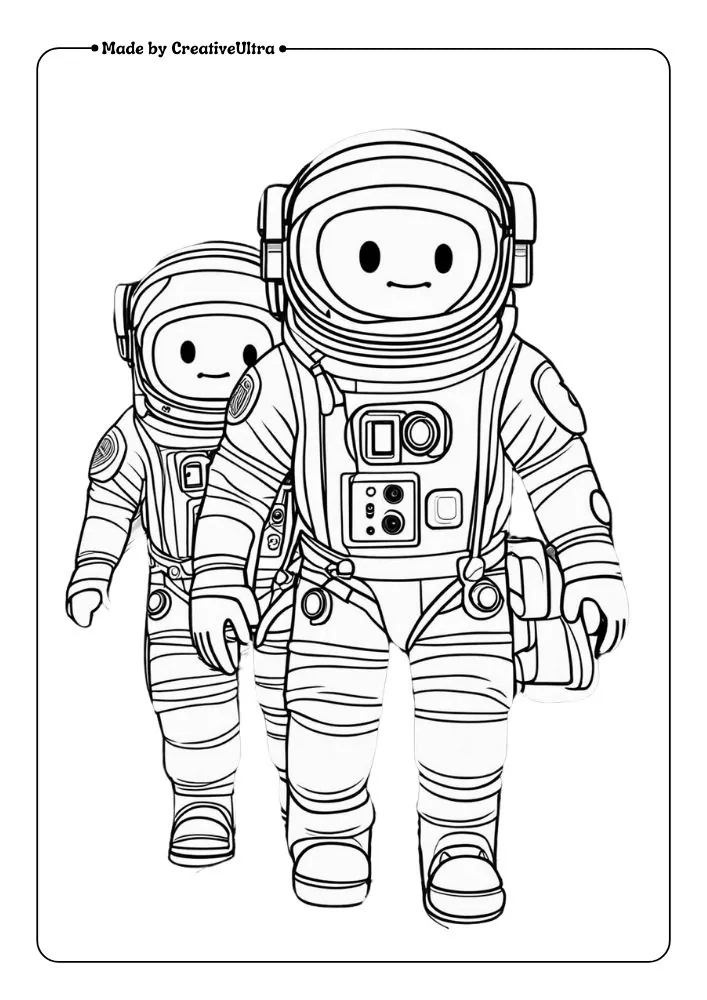 Roblox astronauts on a mission in outer space, discovering new planets and interacting with friendly alien creatures.