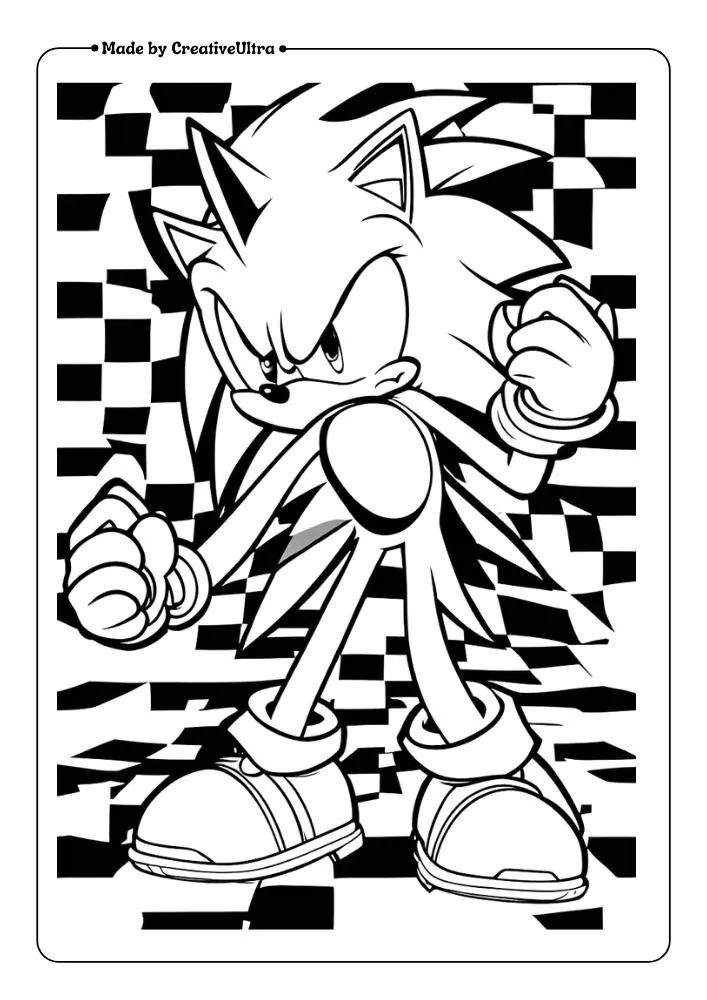 a cartoon character with black and white lines