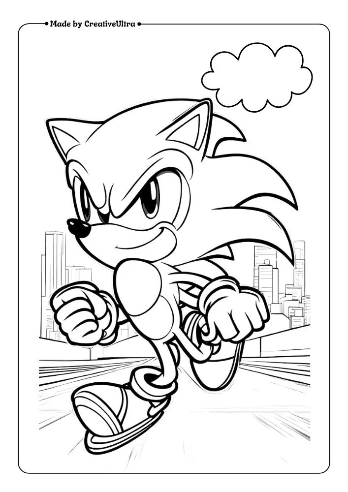 Sonic the hedgehog running on a track