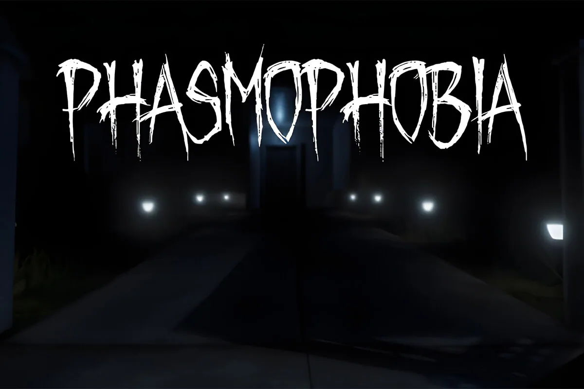 Screenshot showing a spooky scene with ominous lights and ghostly vibes.