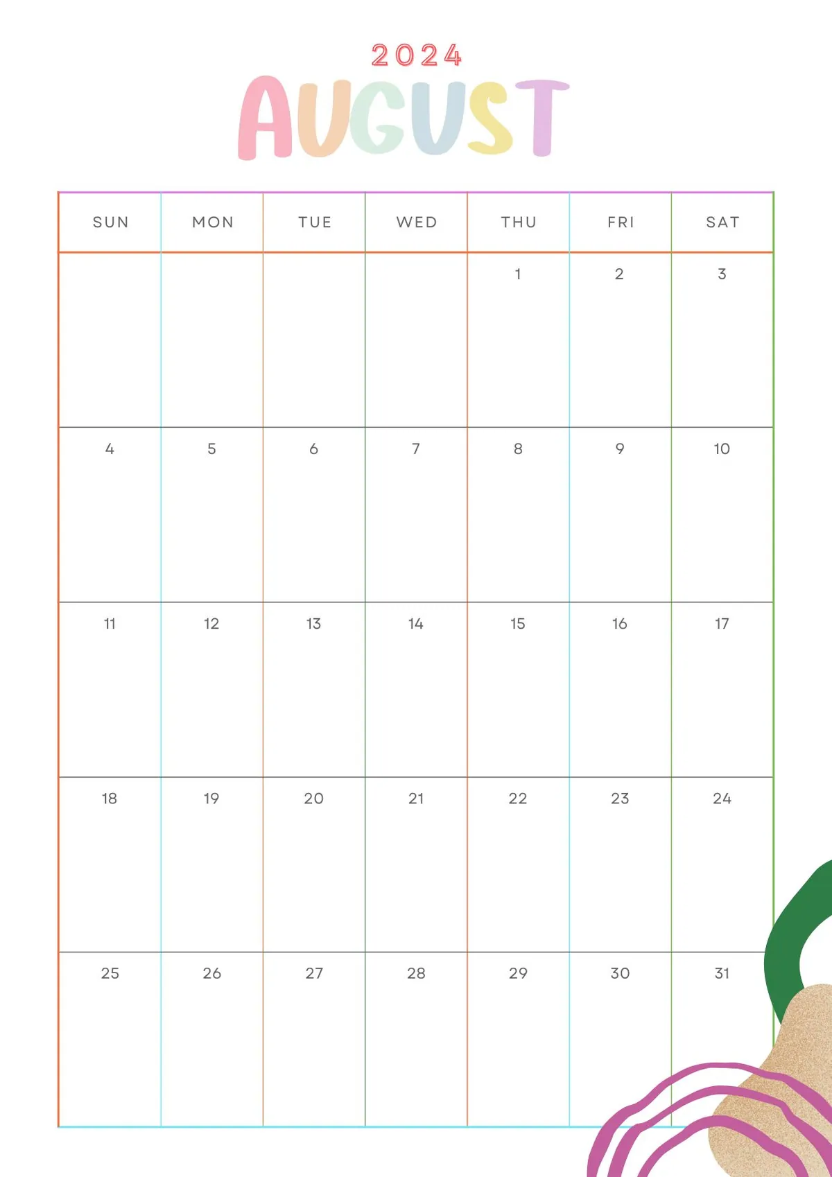August 2024 Calendar & Planner 3
