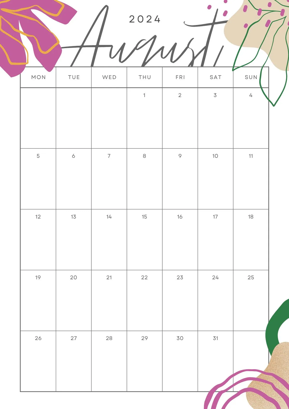 August 2024 Calendar & Planner 5