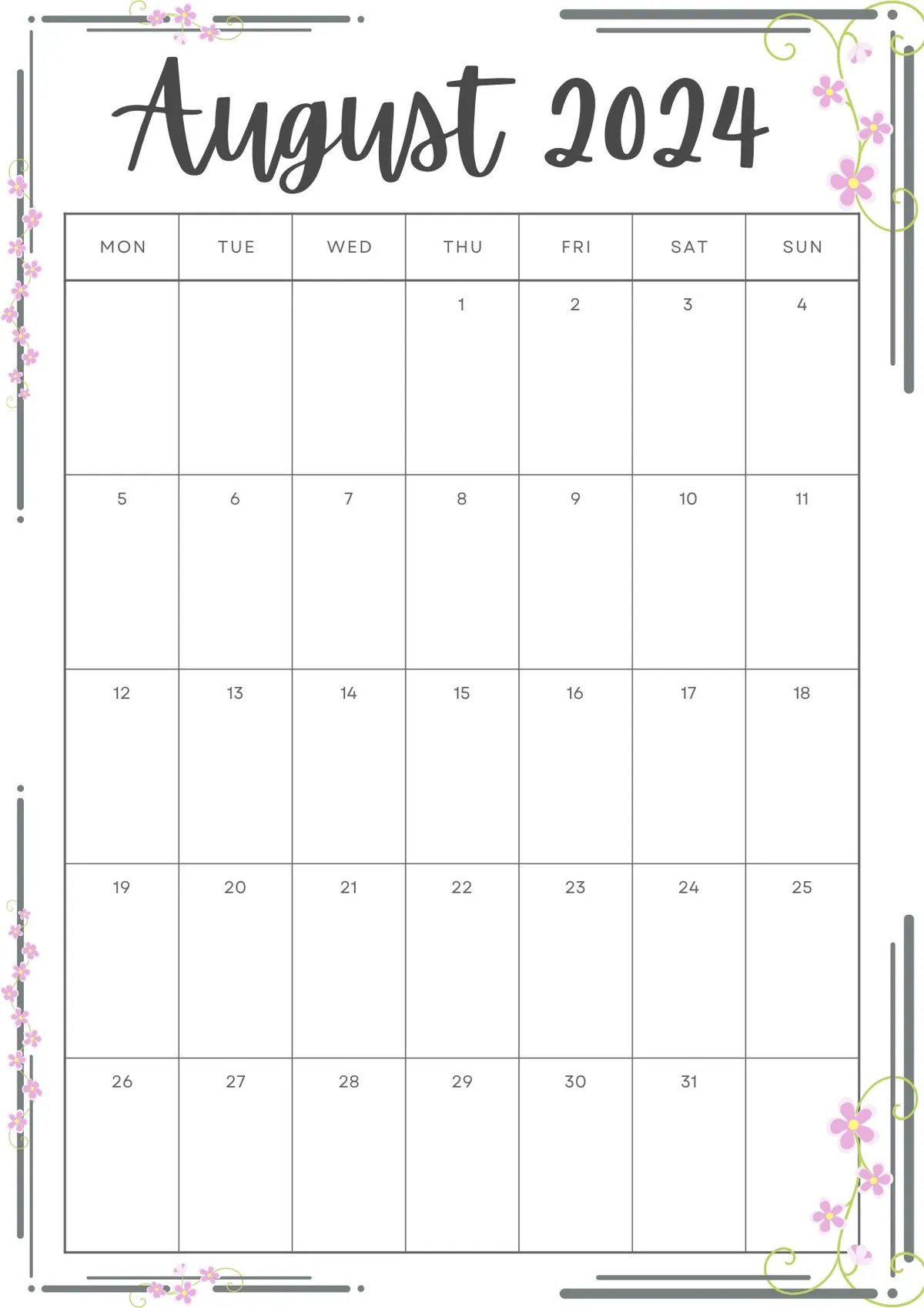 August 2024 Calendar and Planner 8