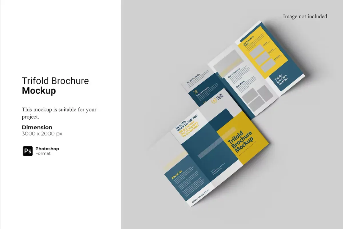 A realistic 3d trifold brochure mockup template