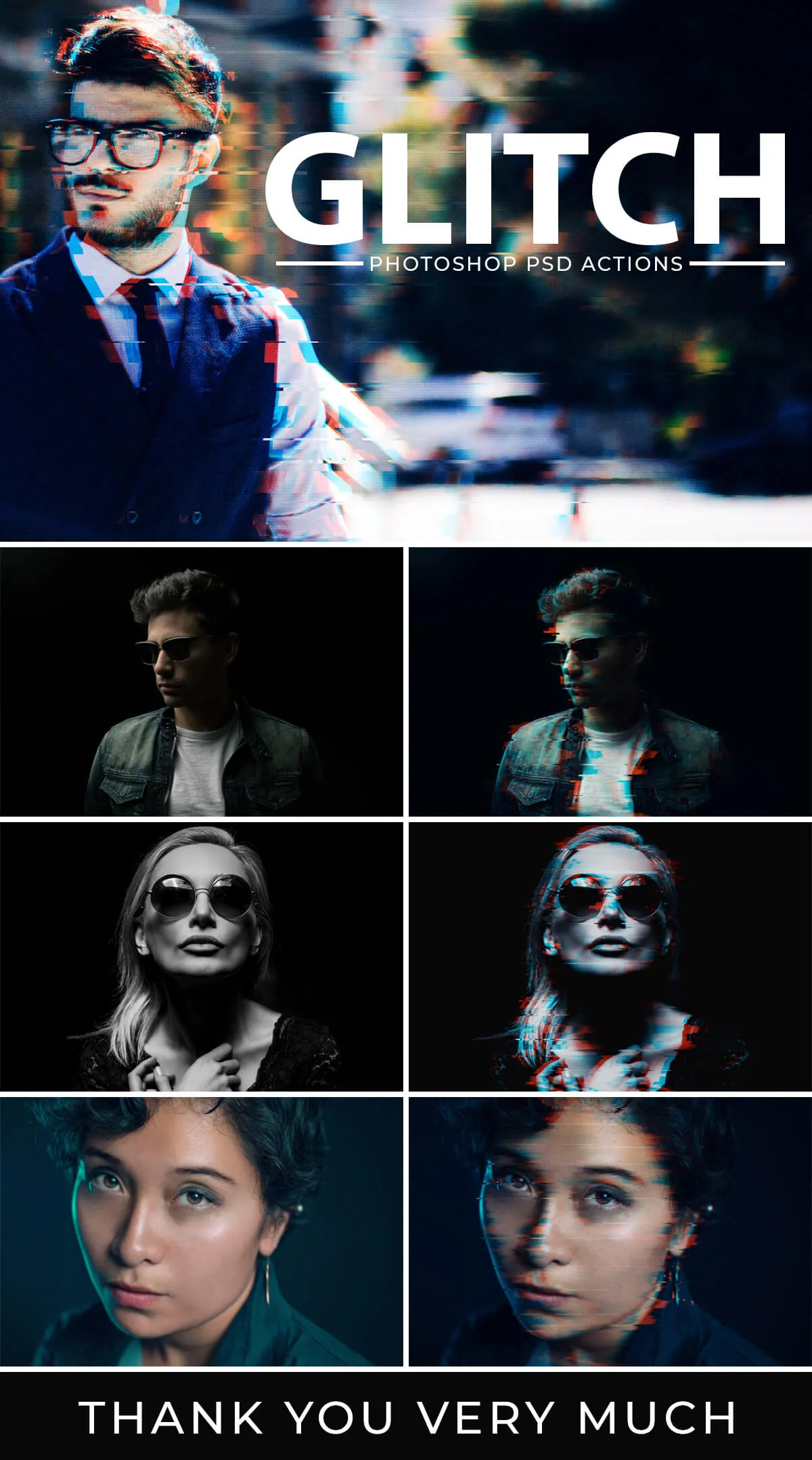 Glitch Photoshop PSD Actions Preview