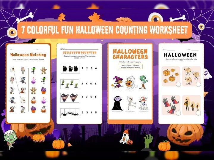 7 Colorful Fun Halloween Counting Worksheet Feature Image