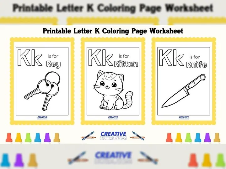 Printable Letter K Coloring Page Worksheet