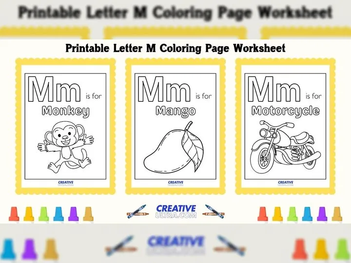 Printable Letter M Coloring Page Worksheet