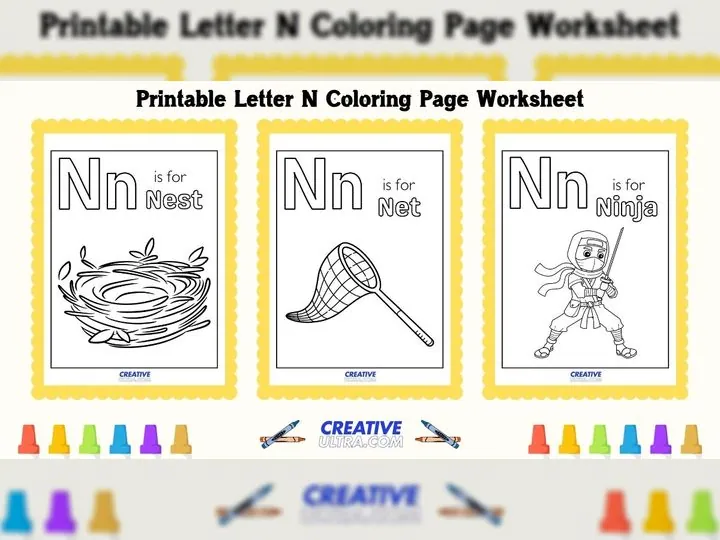 Printable Letter N Coloring Page Worksheet