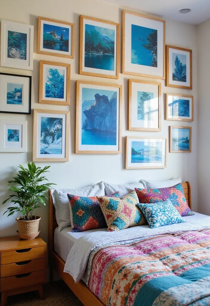24 Blue Boho Bedroom Ideas That Will Give Your Home a Fresh New Look! - 8. Incorporating Blue Artwork