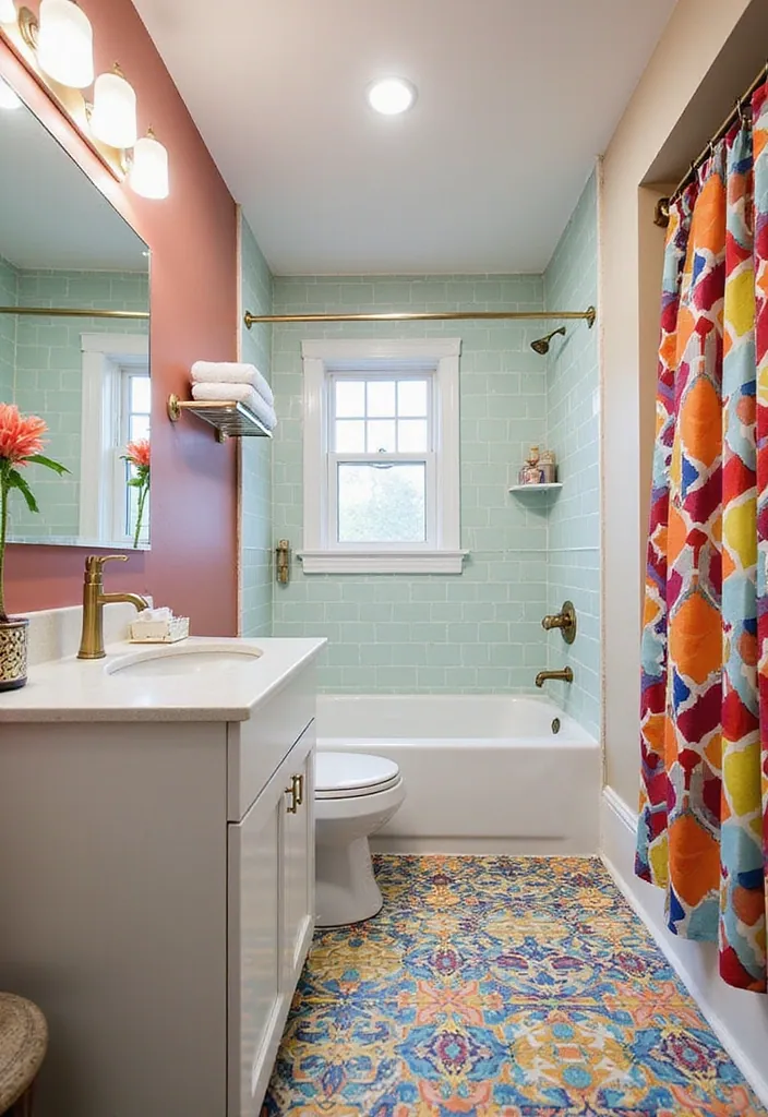 20 Chic Bathroom Designs That Exude Mid Century Modern Elegance! - 3. Bold Geometric Patterns