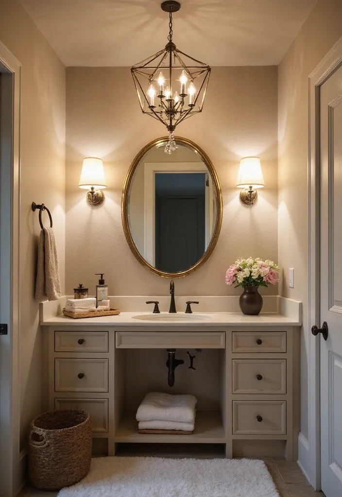 20 Chic Bathroom Designs That Exude Mid Century Modern Elegance! - 8. Statement Lighting