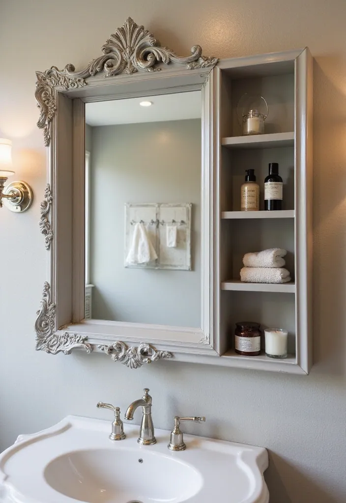 25 Clever Tiny Bathroom Storage Solutions That Maximize Every Inch! - 16. Decorative Mirrors with Storage