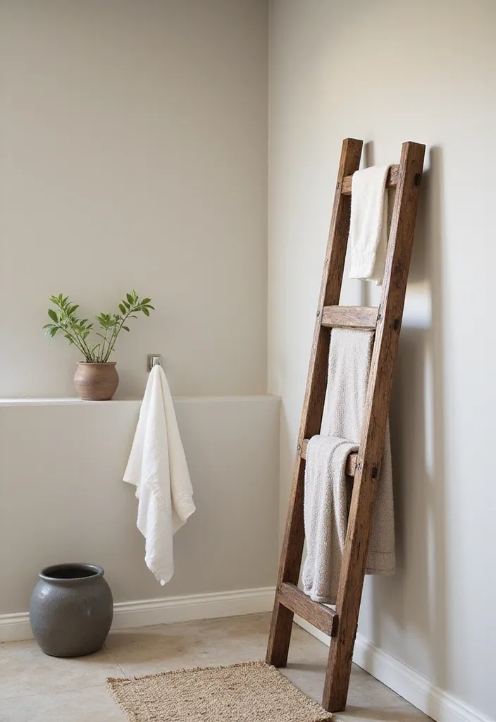 25 Clever Tiny Bathroom Storage Solutions That Maximize Every Inch! - 8. Bathroom Ladder