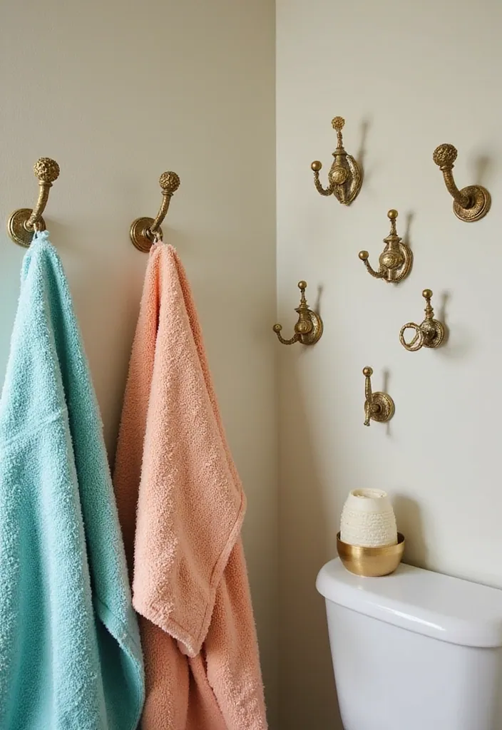 25 Clever Tiny Bathroom Storage Solutions That Maximize Every Inch! - 10. Stylish Hooks