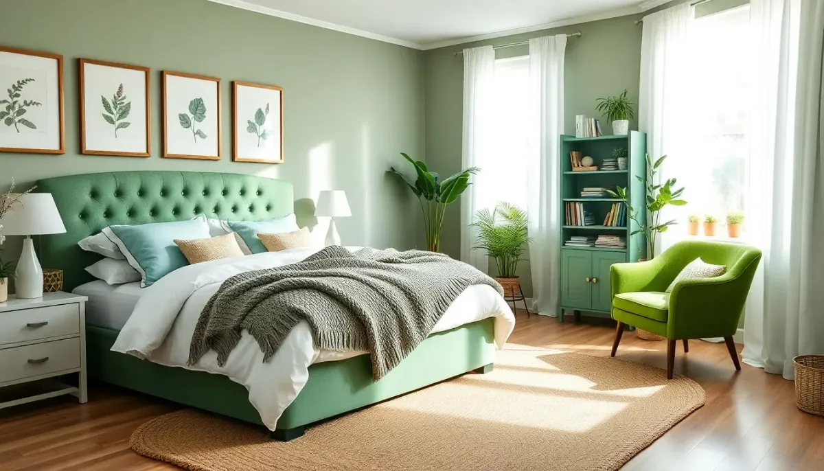 20 Dreamy Green Bedroom Ideas for a Cozy Retreat You’ll Adore! - 1. Tranquil Forest Green Retreat