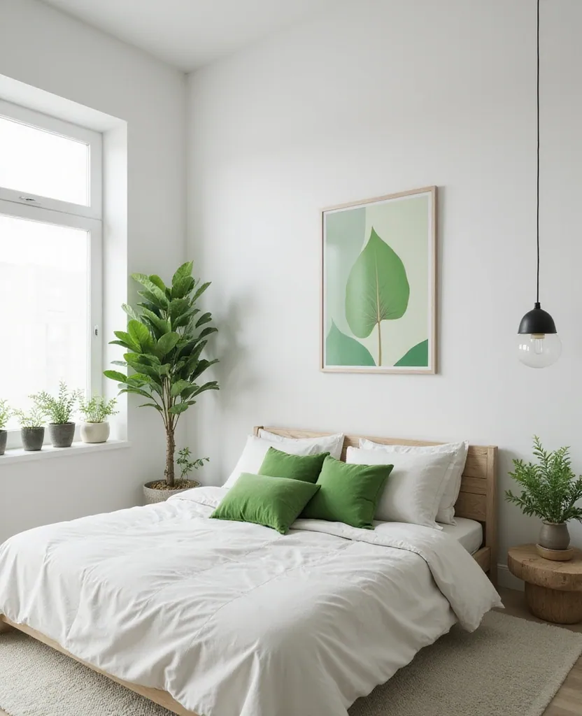 20 Dreamy Green Bedroom Ideas for a Cozy Retreat You’ll Adore! - 8. Minimalist Style with Green Accents