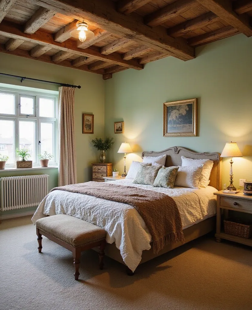 20 Dreamy Green Bedroom Ideas for a Cozy Retreat You’ll Adore! - 9. Cozy Cottage Retreat