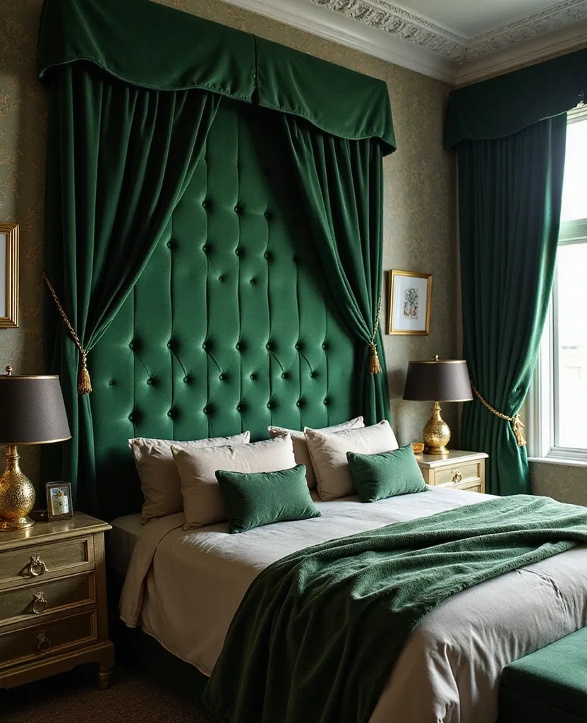 20 Dreamy Green Bedroom Ideas for a Cozy Retreat You’ll Adore! - 5. Bold Emerald Elegance