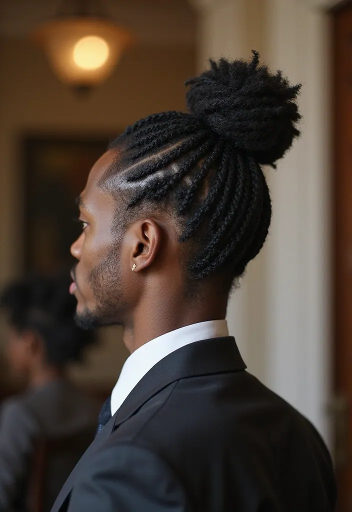 25 Jaw-Dropping Black Male Braids Hairstyles That Will Turn Heads! - 9. Braided Bun