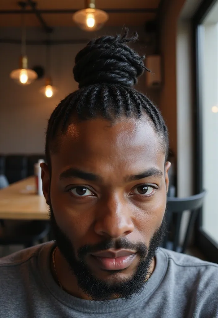 25 Jaw-Dropping Black Male Braids Hairstyles That Will Turn Heads! - 3. Braided Top Knot