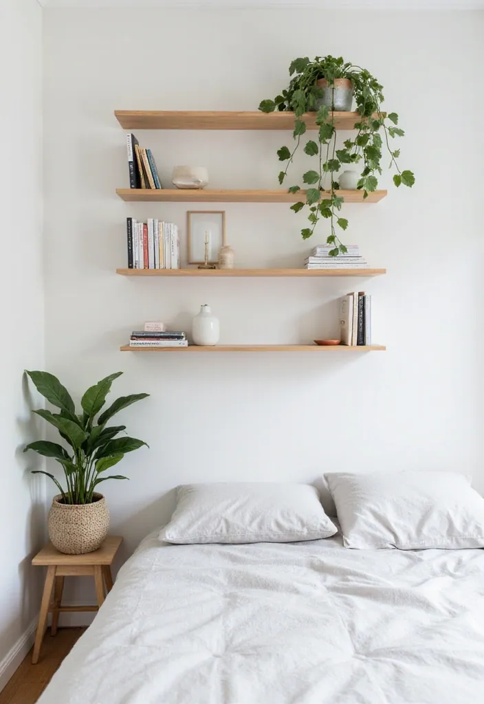 20 Minimalist Bedroom Aesthetics to Inspire Your 2025 Home Refresh! - 14. Open Shelving