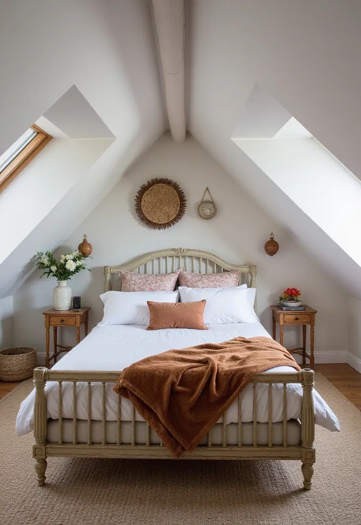 15 Space-Saving Attic Bedroom Designs That'll Make You Envy #7! - 3. Vintage Charm with Modern Touches