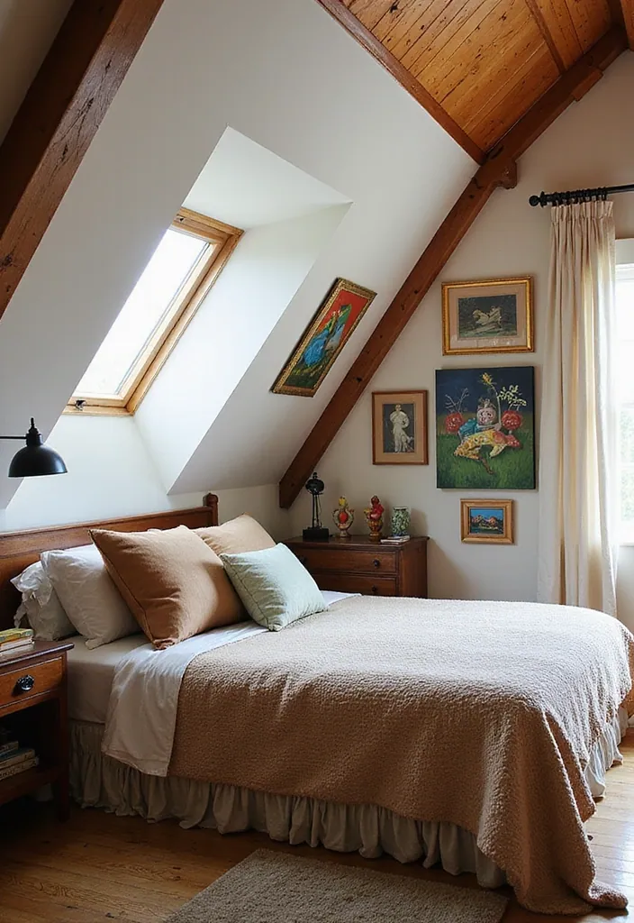 15 Space-Saving Attic Bedroom Designs That'll Make You Envy #7! - 14. Artistic Accent Pieces
