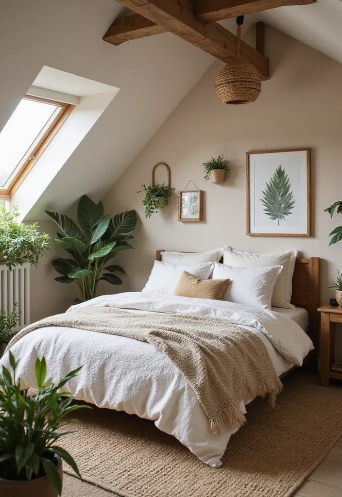15 Space-Saving Attic Bedroom Designs That'll Make You Envy #7! - 10. Nature-Inspired Decor